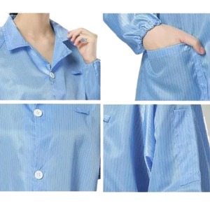 เสื้อผ้าโพลีเอสเตอร์ป้องกันไฟฟ้าสถิตย์ป้องกันไฟฟ้าสถิตย์สำหรับทุกเพศเสื้อโค้ทสำหรับห้องปฏิบัติการที่ปลอดภัยเสื้อผ้าโพลีเอสเตอร์ป้องกันไฟฟ้าสถิตย์ - Product Image 2