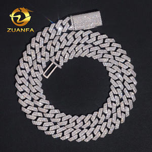 Gioielli Hip Hop di moda di lusso collana cubana da uomo in <span class=keywords><strong>argento</strong></span> Sterling 925 <span class=keywords><strong>D</strong></span> colore VVS Moissanite diamante 12MM catena a maglie cubane - Product Image 3