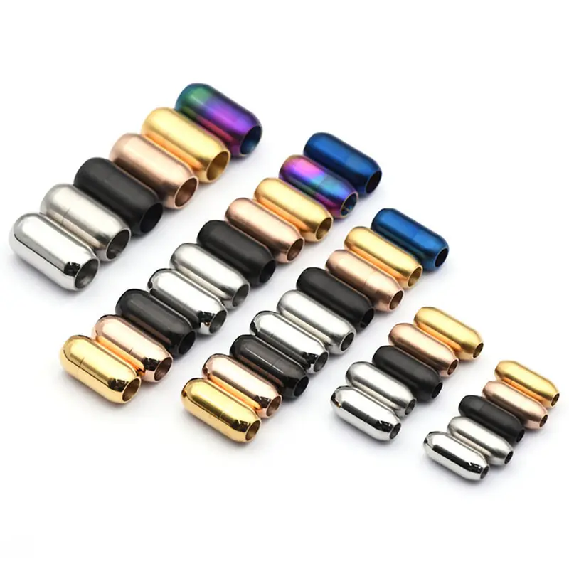 3mm 4mm 5mm 6mm 8mm Round Leather Cord Bracelet Findings Stainless Steel Clasps for Jewelry Making