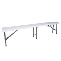 Hitree pas cher HDPE portable personnalisé blanc banc chaise extérieur en plastique salle à manger mariage jardin pique-nique chaise