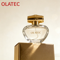 Botella de Perfume Vacía de Lujo en Forma de Corazón, 30ml/50ml, Vidrio Transparente Recargable, con Logotipo Personalizado y Empaque de Regalo