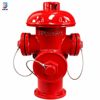 Hydrant d'incendie standard Kunan avec capuchons à chaîne, œillet de levage, revêtement en poudre rouge, type dôme en fonte pour utilisation par les unités de sauvetage