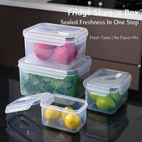 BPA-vrije, voedselveilige, transparante PP keukenopbergbox met afdruipbak voor fruit, groenten, vlees en voedsel.