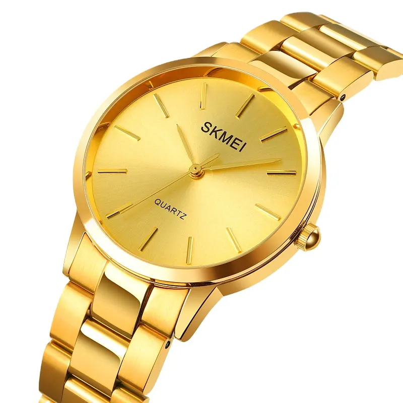 SKMEI Japanese Quartz Movement Men Watches Top Brand Luxury Stainless Steel Golden Clock Male Wrist Watch Relogio Masculino