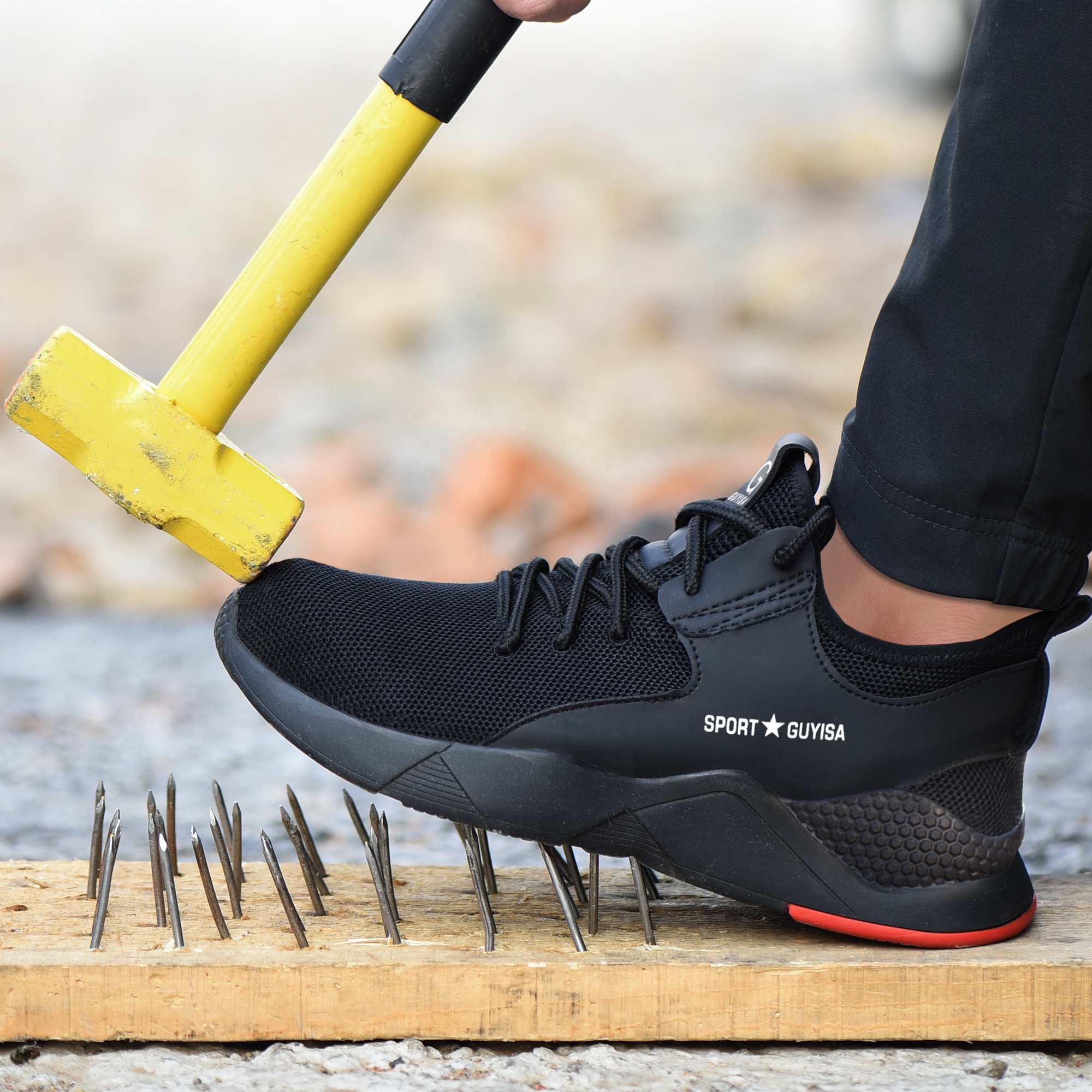 Защитные ботинки со стальным носком, рабочие защитные ботинки, мужские ботинки, дышащие уличные повседневные кроссовки, осенняя рабочая обувь для строительства, большие размеры 50