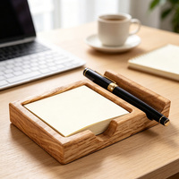 Porte-notes autocollants en bois d'acacia, distributeur de notes autocollantes de bureau, organisateur de notes autocollantes 8*8, rangement en bois pour papier à notes.