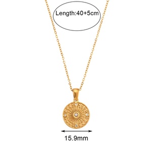 Collana con Ciondolo alla Moda, Placcatura PVD in Oro 18k, Collana con Bussola in Acciaio Inossidabile, Gioielli da Donna, Collana con Ciondolo a Stella - Product Image 5