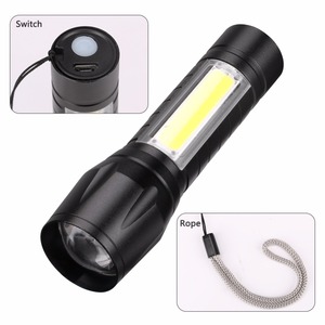 Lampe torche LED tactique portable rechargeable 3W en alliage d'aluminium IP65, 450 lumens, 5000K lumière du jour, zoomable pour le vélo et le camping - Product Image 4