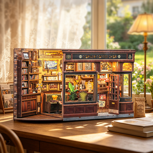 CuteBee Factory Direct DIY Miniature House CWGB402 Corner Coffee Shop DIY Book Nook City Walk Series 3D Puzzle en bois - Product Image 1
