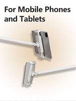 360 °   Support de tablette flexible réglable en métal et plastique SPCC pour tablettes de 4,7 à 12,9 pouces Noir/Blanc