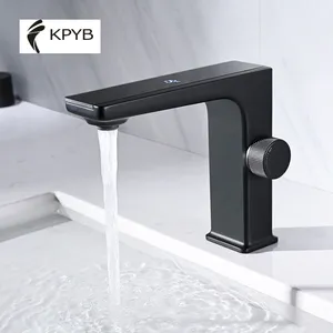 Kaiping कारखाने काले स्वत: सेंसर touchless बाथरूम सिंक नल 3 में 1 नल डिजिटल प्रदर्शन पानी के नल