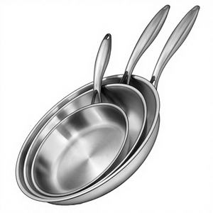 Juego de Sartenes de Acero Inoxidable 304 de Triple Capa, Antiadherentes, Resistentes al Calor, de 8, 10 y 12 Pulgadas, Aptas para Gas e Inducción - Product Image 4