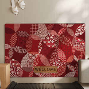 Paillasson de style chinois rectangulaire en fibre de polyester, motif traditionnel, antidérapant, facile à nettoyer, design « Bienvenue » - Product Image 3