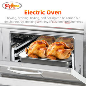 Cuisinière à gaz verticale autoportante à 4 brûleurs en acier inoxydable avec <span class=keywords><strong>four</strong></span> électrique pour équipement de cuisine commerciale - Product Image 5