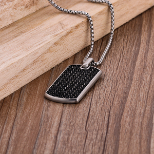 cristal para hombre negro Etiqueta <span class=keywords><strong>de</strong></span> perro colgante del encanto <span class=keywords><strong>de</strong></span> los hombres collar <span class=keywords><strong>de</strong></span> acero inoxidable para hombre - Product Image 4