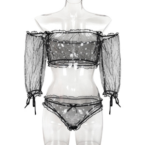 Hot-selling Woman Erotic Lace Bra and Panty Lingerie Sets Two Piece Set Young Ladies Transparent Sexy Lingerie Set - Product Image 6