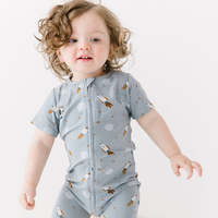Nieuw Ontwerp Best Verkopende Baby Bamboe Kleding Fabrikanten Zachte Baby Comfortabele Bamboe Korte Mouw Rits Romper