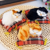 Figurine de chat endormi réaliste - Jouet en peluche super doux - Décoration d'intérieur pour chat - Cadeau de la Saint-Valentin