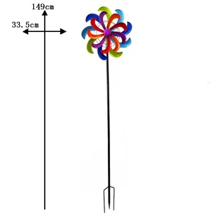 Ornements de jardin en métal double cinétique fleur colorée 35 Wind Spinner - Product Image 2