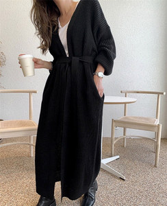Cappotto maglione lavorato a maglia su misura <span class=keywords><strong>oversize</strong></span> per <span class=keywords><strong>donna</strong></span> <span class=keywords><strong>Cardigan</strong></span> anteriore aperto coreano con motivi a tinta unita maglieria in Cashmere invernale - Product Image 4