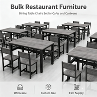 Ensemble de table et chaises de salle à manger rectangulaire robuste pour usage commercial, ensemble de meubles de restaurant 4 pièces avec plateau en bois et structure en métal pour cantine