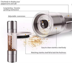 إكسسوارات يدوية للمنزل والمطبخ 2 في 1 ، مطحنة ملح وفلفل بقلب مطحنة سيراميك. - Product Image 4