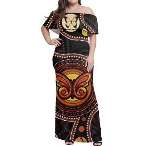 Vestido personalizado con elementos aborígenes australianos, vestido informal suave y cómodo, ropa de <span class=keywords><strong>mujer</strong></span> transpirable de secado rápido al por mayor - Product Image 3