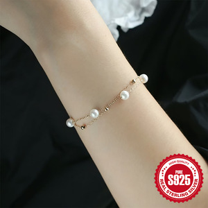 Wholesale classic S925 sterling silver stacking double <b>pearl</b> <b>bracelet</b> ladies temperament hot selling niche high-end <b>bracelet</b> - Product Image 4