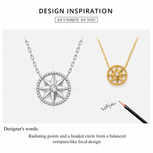 Collier pendentif étoile en acier inoxydable avec zircon, plaqué or 14 carats sous vide, chaîne réglable 42+4 cm - Product Image 3