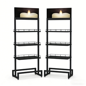 Elegantes Exhibidores de Metal Negro para Perfumes y Velas Aromáticas, con Estantes, para Boutiques o Tiendas de Velas - Product Image 1