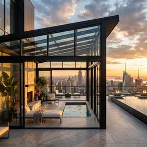 Techo de Solárium Residencial para Villa, Resistente a Huracanes e Impermeable, con Accesorios Fijos Tipo Araña, Doble <span class=keywords><strong>Acristalamiento</strong></span> de Baja Emisividad, Moderno - Product Image 1