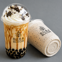 Gobelet à jus écologique jetable en plastique transparent PET avec couvercle en dôme, logo personnalisé pour café, lait, boissons