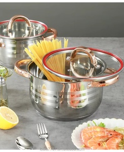 Hoàng gia Louis 6pcs hiện đại sang trọng thép không gỉ canh cổ chậu nấu ăn nồi đặt stockpot với kính nắp bán buôn - Product Image 2