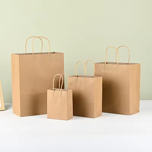 Bolsas de Papel Kraft Desechables Reciclables Ecológicas con Asas para Compras Minoristas y Tiendas de Conveniencia - Product Image 1