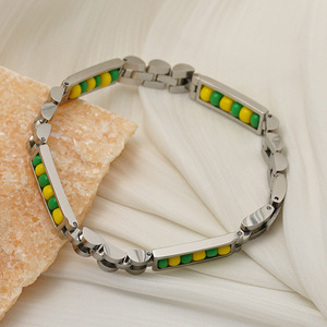 Zogxin Stainless Steel <b>Bracelet</b> Gold Silver Inlaid <b>Beads</b> Geometric Design Men's Jewelry Gift Fashion Beaded <b>Bracelets</b> - Product Image 3