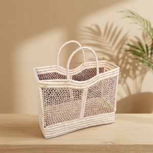 Handmade Raffia Bucket <b>Storage</b> <b>Basket</b> Two Handles Natural Craft Decorative Colorful Sequin Design Chinese New Year Advertising - Product Image 2