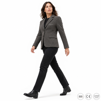 Blazer en tweed chevrons 350 GSM pour femme, col cranté, coupe ajustée, style britannique, logo personnalisé, OEM ODM, tailles XS-5XL
