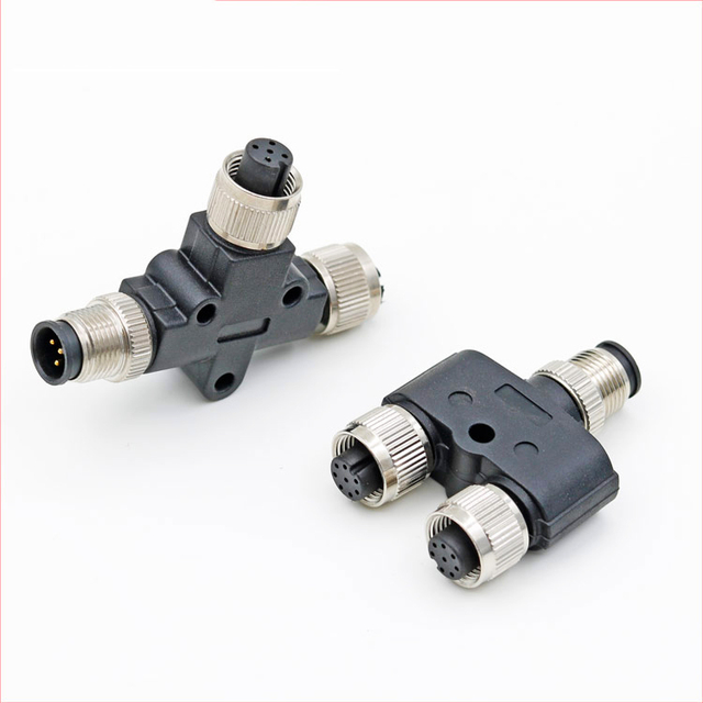 Waterproof M8/M12 4 Pin 4Pin/5Pin T/Y Type Splitter M8/M12 4/5 Pin Male to 2 Female T-Connector Splice Converter