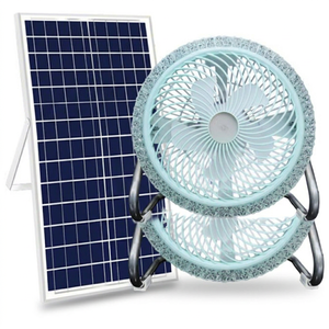 Ventilateur-lampe solaire d'urgence rechargeable 14V 12W avec cadre en aluminium, diamètre 29cm, DC13.6V, SMD2835, matériau ABS+PC, 6x1800mAh Lithium - Product Image 1