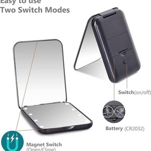 Bán Hot xách tay gấp Led Gương trang điểm cho phụ nữ nhỏ gọn màu hồng bỏ túi có kích thước cầm tay Mỹ phẩm gương, OEM có sẵn - Product Image 2