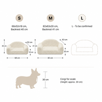 Canapé-lit en peluche pour chiens et chats, lit pour chien en bouclette avec coussin assorti, canapé confortable pour animaux de compagnie S-M-L lavable