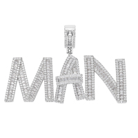 Vente en gros Collier Initial Personnalisé avec Chaîne à Maillons Baguette Lettre Charme Personnalisé Rappeur Bijoux pour Cadeau