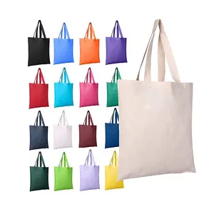 Hot Sale Ladies Cotton Canvas Handbag Eco-friendly Plain Long Handle Cotton Canvas Tote Bag With Custom Printed Logo