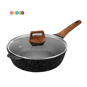 Elate מכר ESLITE חיים Nonstick מחבת גרניט ציפוי מטבח עמוק מחבת עם מכסה