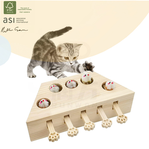 Gioco Interattivo di Lusso in Legno per Gatti: Scatola Puzzle Whack a Mole, Gioco di Caccia per Gattini da Interno, Esercizio Mentale e Allenamento IQ - Product Image 1