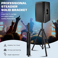 Trépied professionnel pour DJ, support de haut-parleur en métal noir robuste avec tube extra épais, hauteur réglable de 100 cm à 186 cm, Rayco Studio