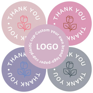 Marchio personalizzato Logo adesivo stampato rotolo di plastica impermeabile adesivo sintetico in vinile in <span class=keywords><strong>PVC</strong></span> rotondo cerchio carta tazza di caffè adesivo - Product Image 2