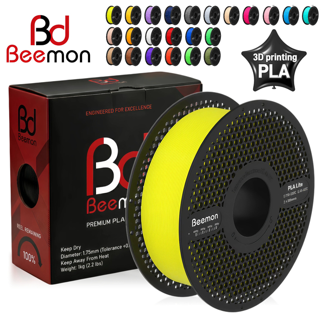 BEEMON Yellow 1.75mm PLA Filament 1kg Wide Compatibility for Creality Anycubic Elegoo All FDM 3D Printers 28 Colors