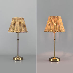 Natürlicher Lampenschirm aus Bambus-Rattangeflecht für Wiederaufladbare Schreibtischlampe, Dekorative LED-Tischlampe für Restaurant und Wohnzimmer - Product Image 5