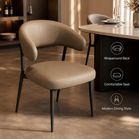 Chaise de salle à manger moderne rembourrée avec dossier enveloppant et pieds en métal robustes pour la maison, le restaurant, le café, l'hôtel